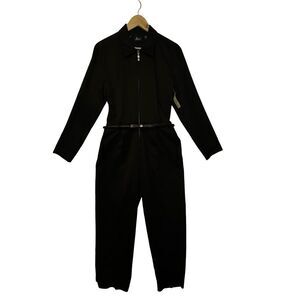 LIZ CLAIBORNE LizSport Zip Front Black Jumpsuit Size 10